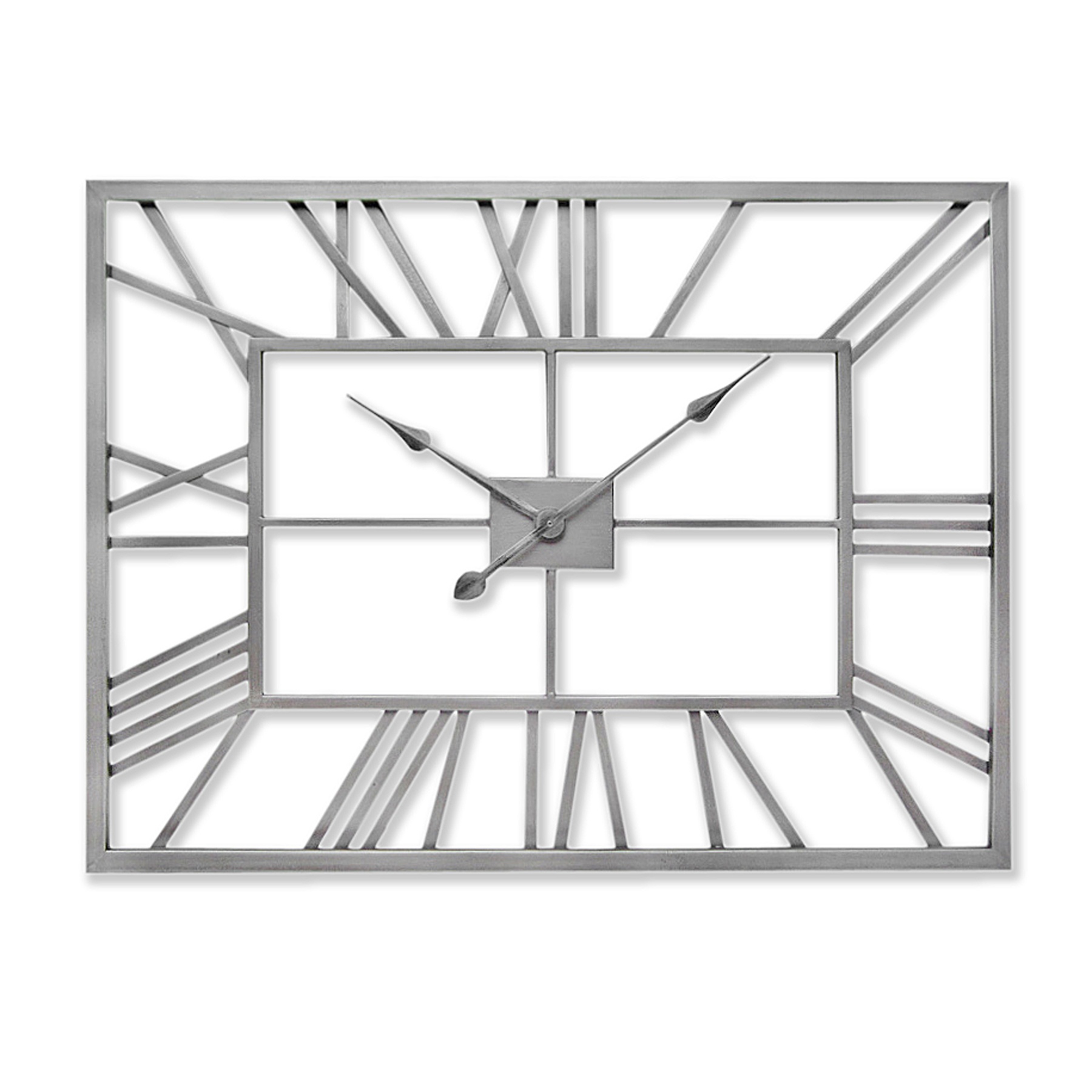 Silver Rectangular Skeleton Wall Clock