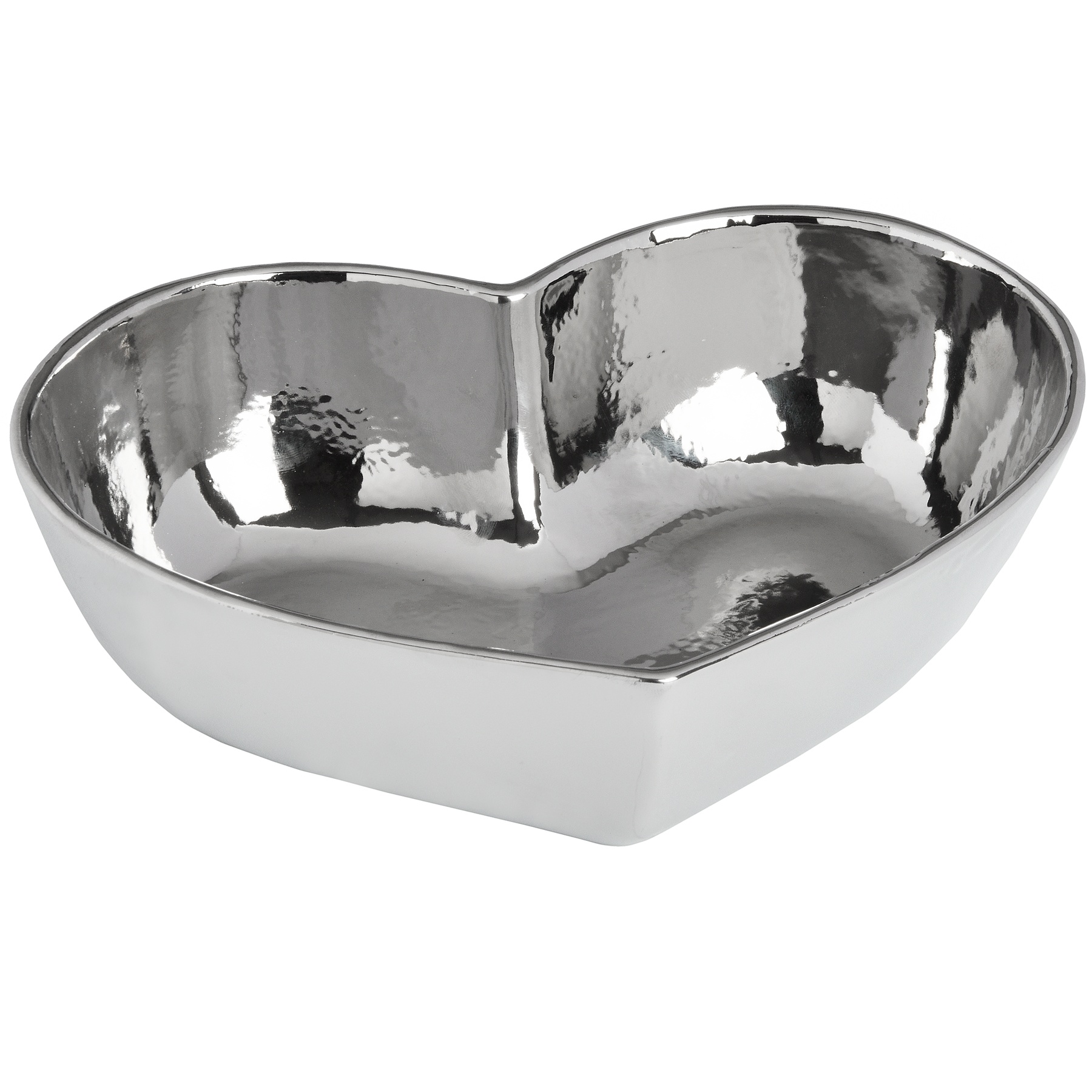 Large Silver Ceramic Heart Dish
