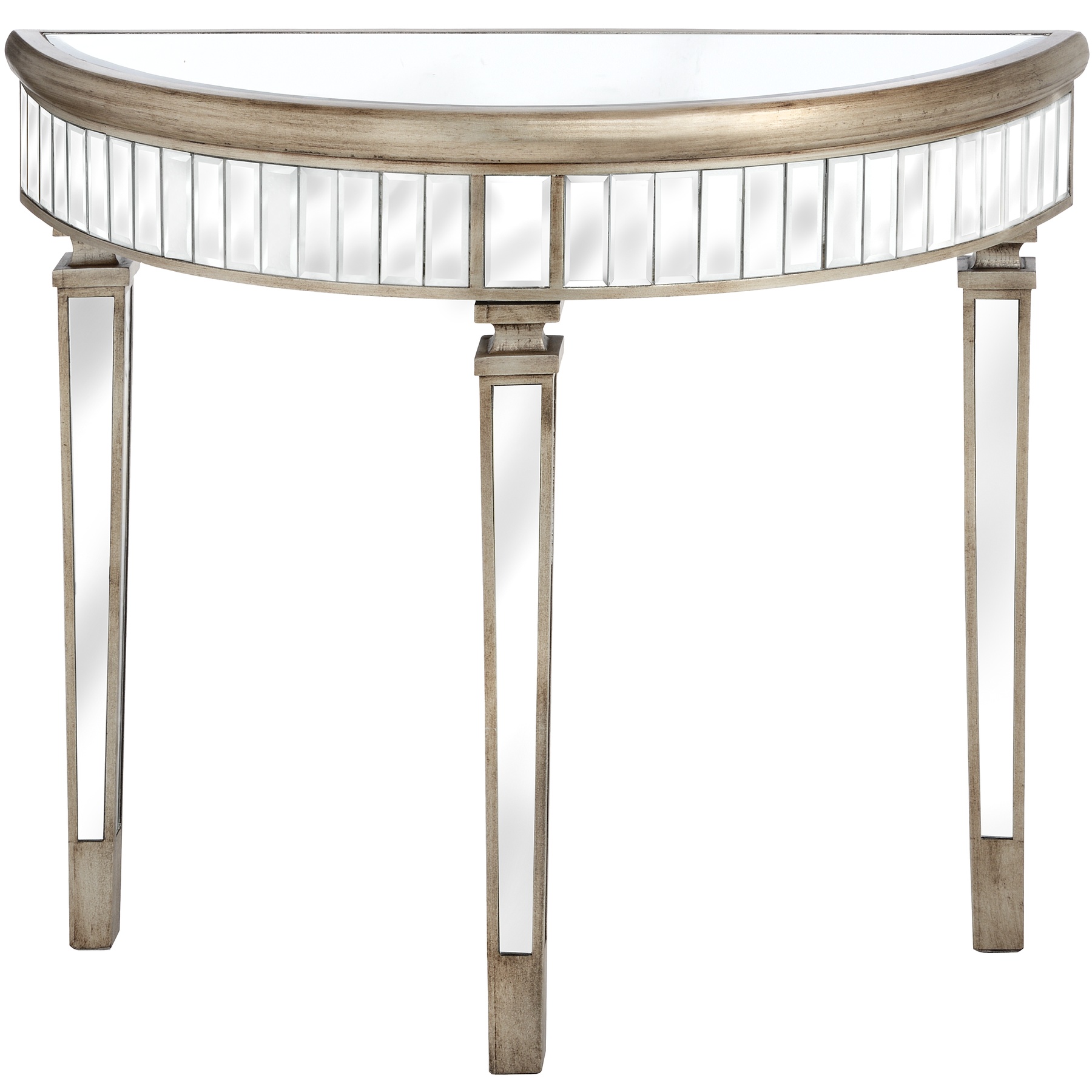The Belfry Collection Half Moon Mirrored Table