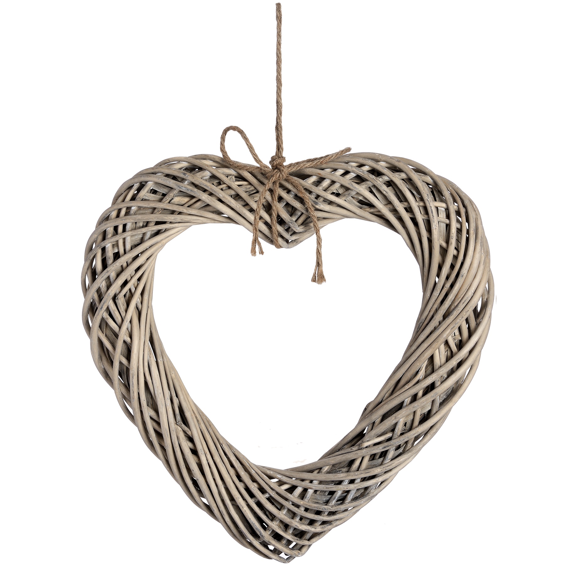 Large Wicker Hanging Heart with Rope Detail