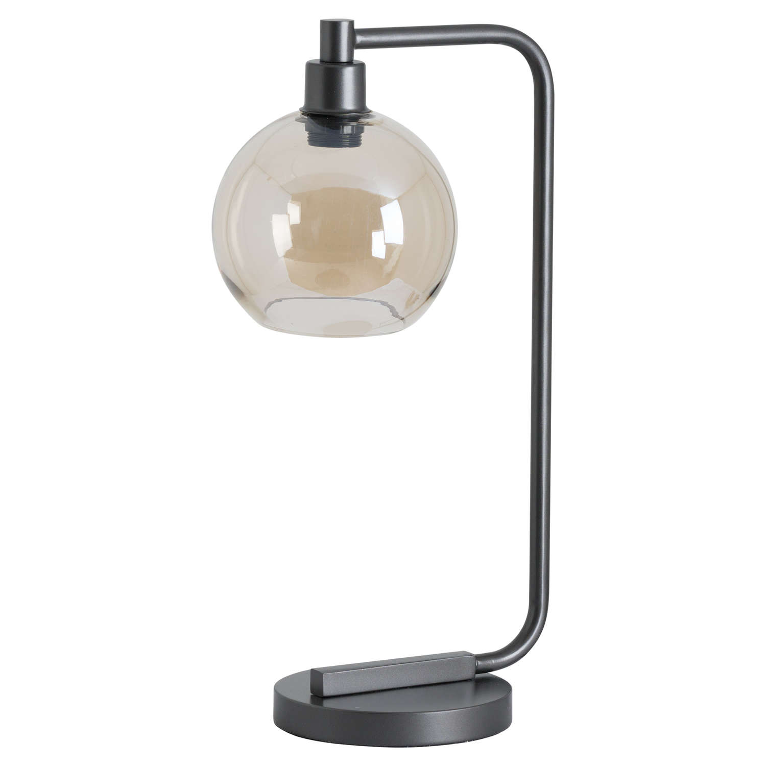 Industrial Metal Desk Lamp With Smoked Glass