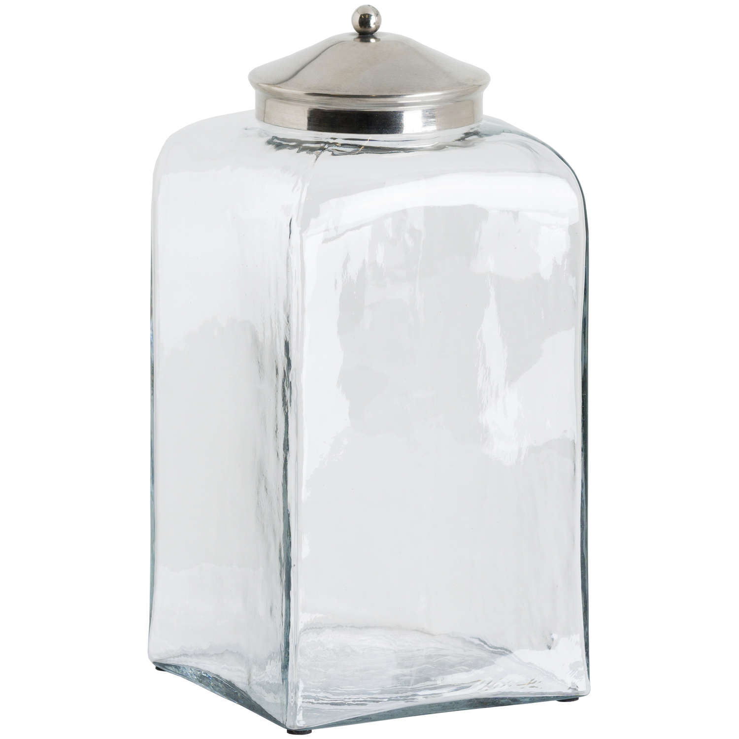 Tall Hammered Glass Jar With Conical Chrome Lid