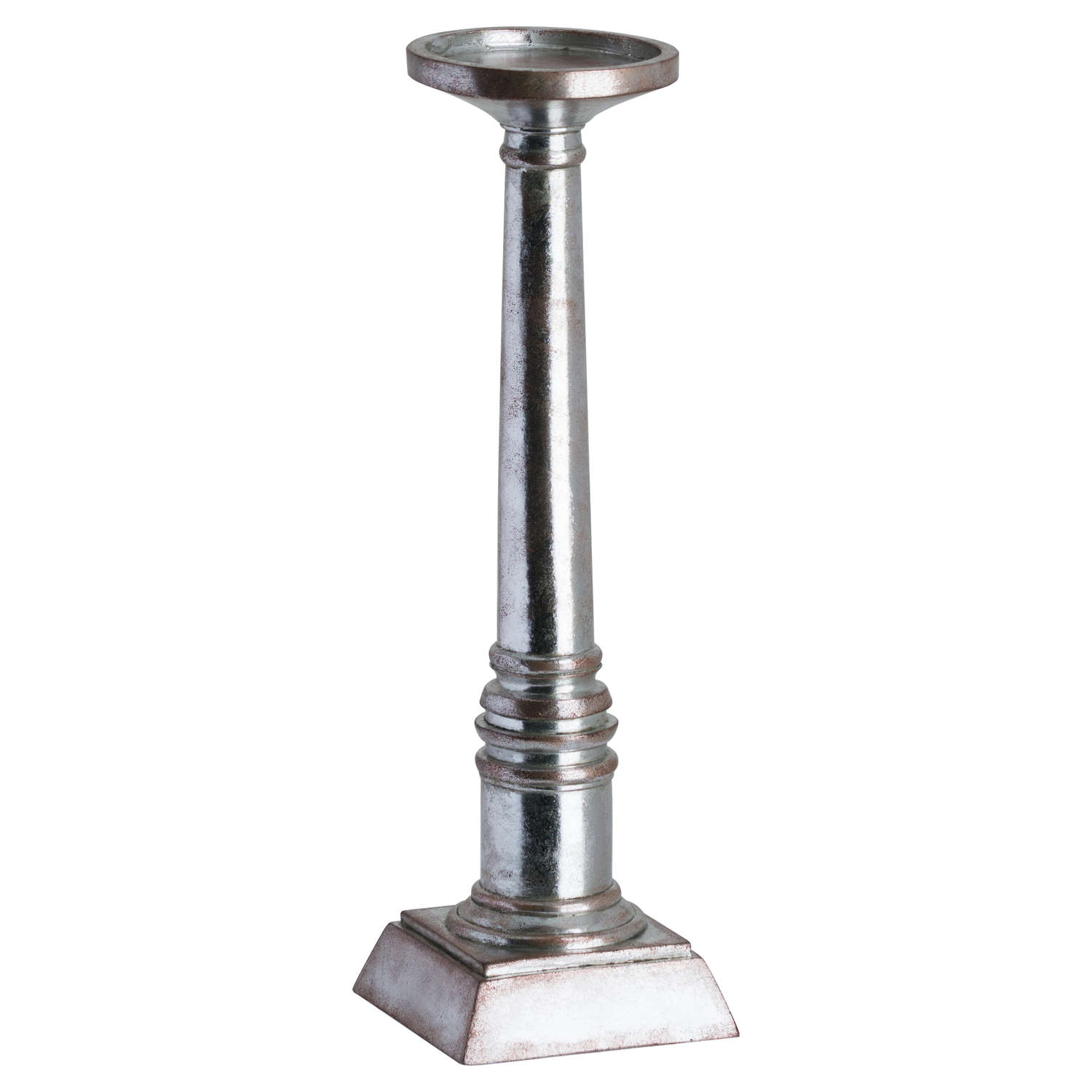Tall Antique Pewter Column Candle Holder