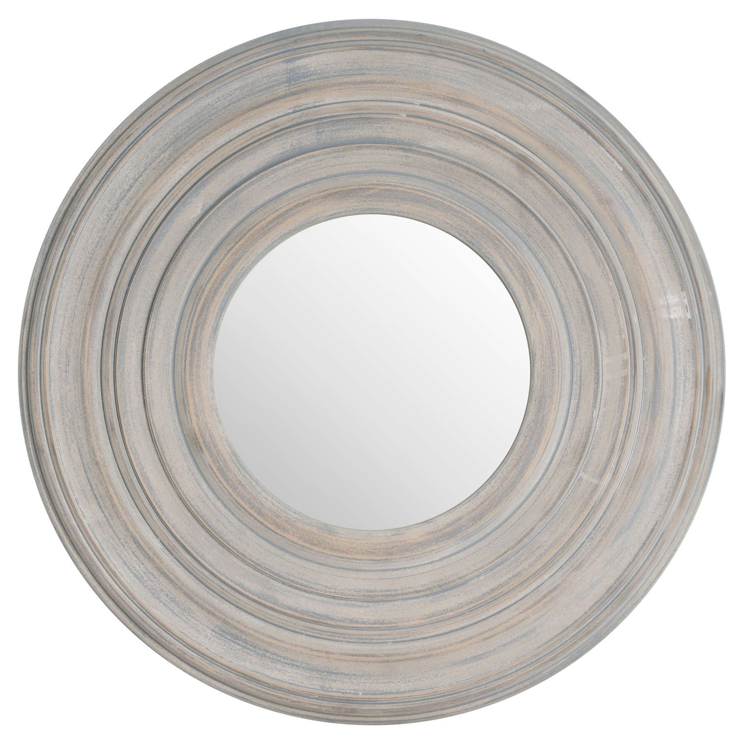 Grey Painted Round Textured Mirror