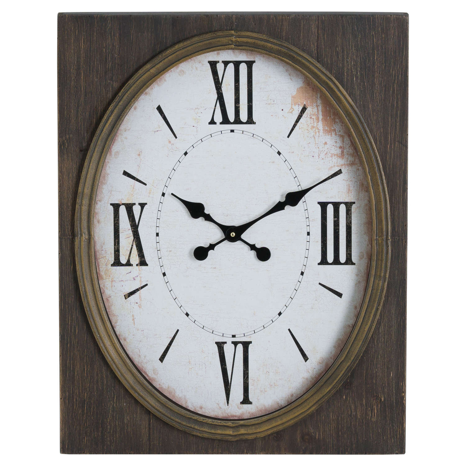 Inset Oval Clock With Roman Numeral