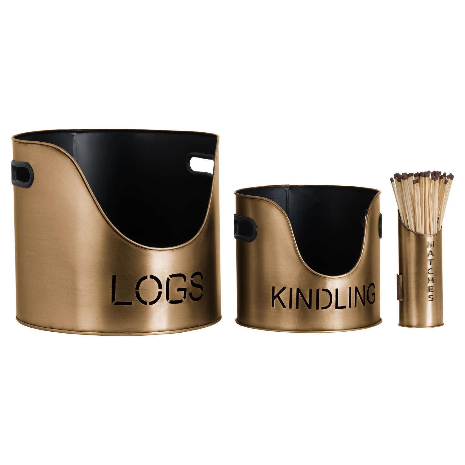 Log’s & Kindling Buckets + Matchstick Antique Bronze