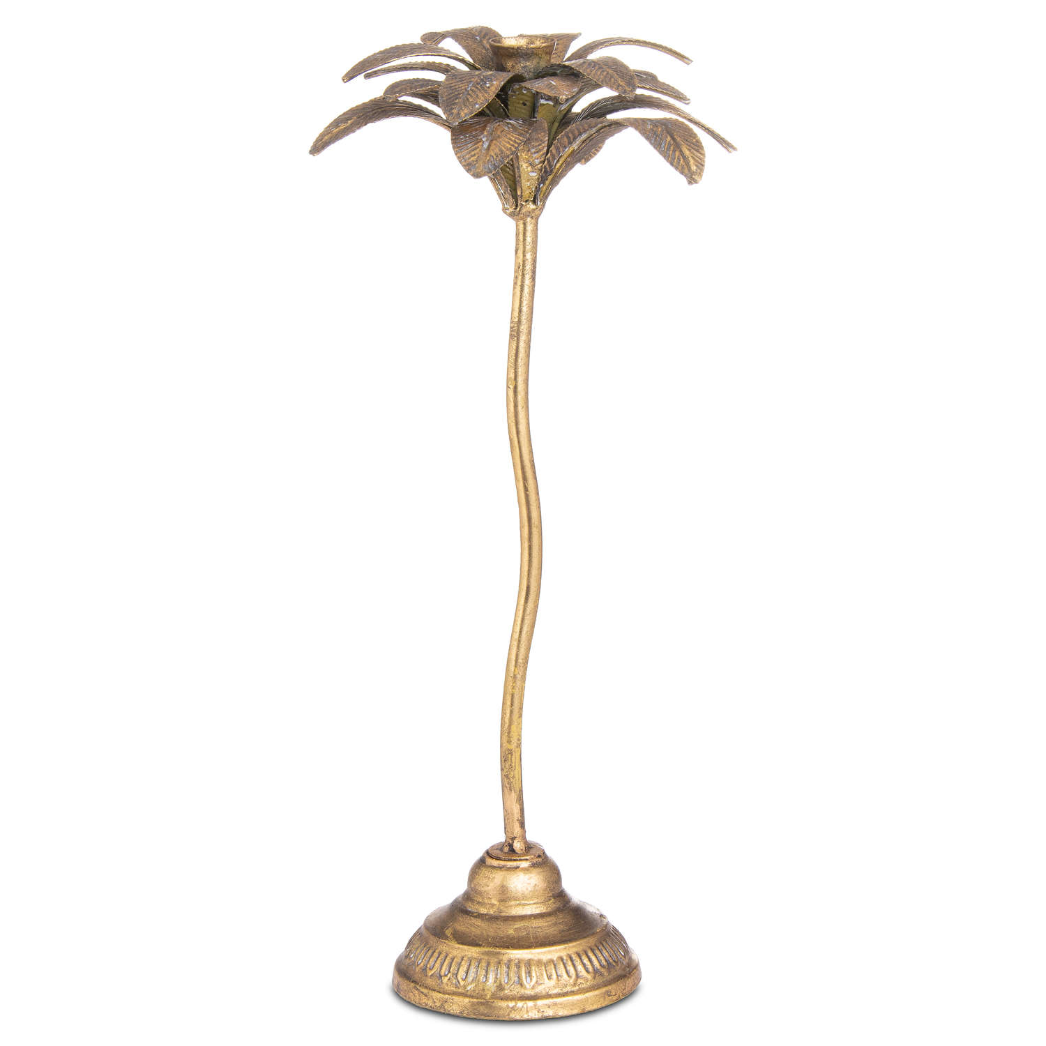 Antique Bronze Large Palm Tree Candle Holder