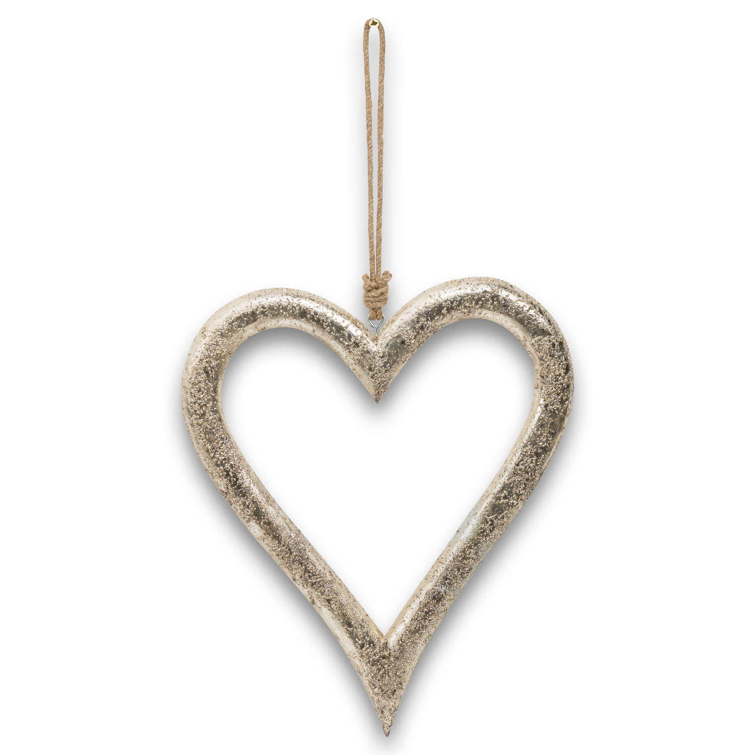 Silver Wooden Heart Hanging Decoration