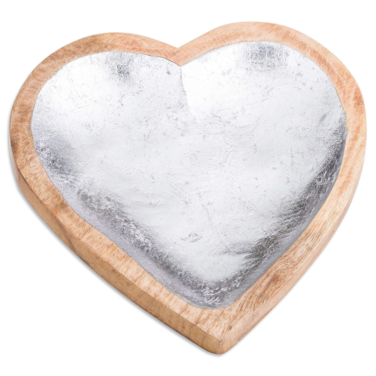 Wooden Heart Dish With Metallic Detail