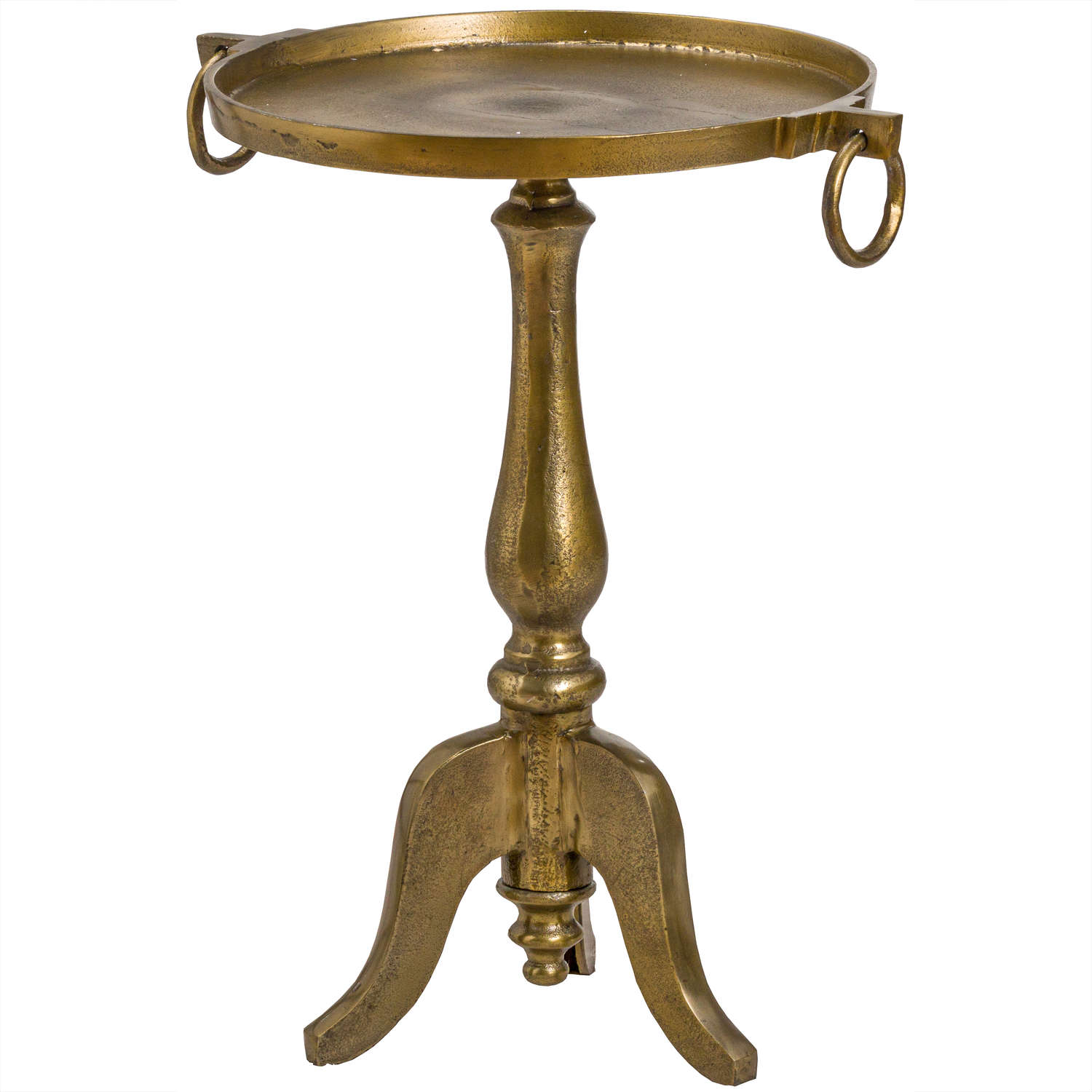 Ohlson Cast Side Table With Tray In Antique Brass