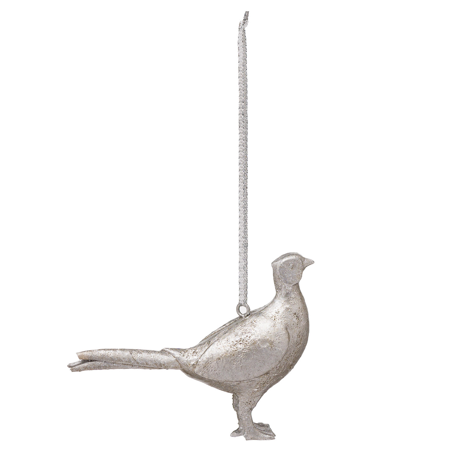 Hanging Silver Pheasant Decoration x6