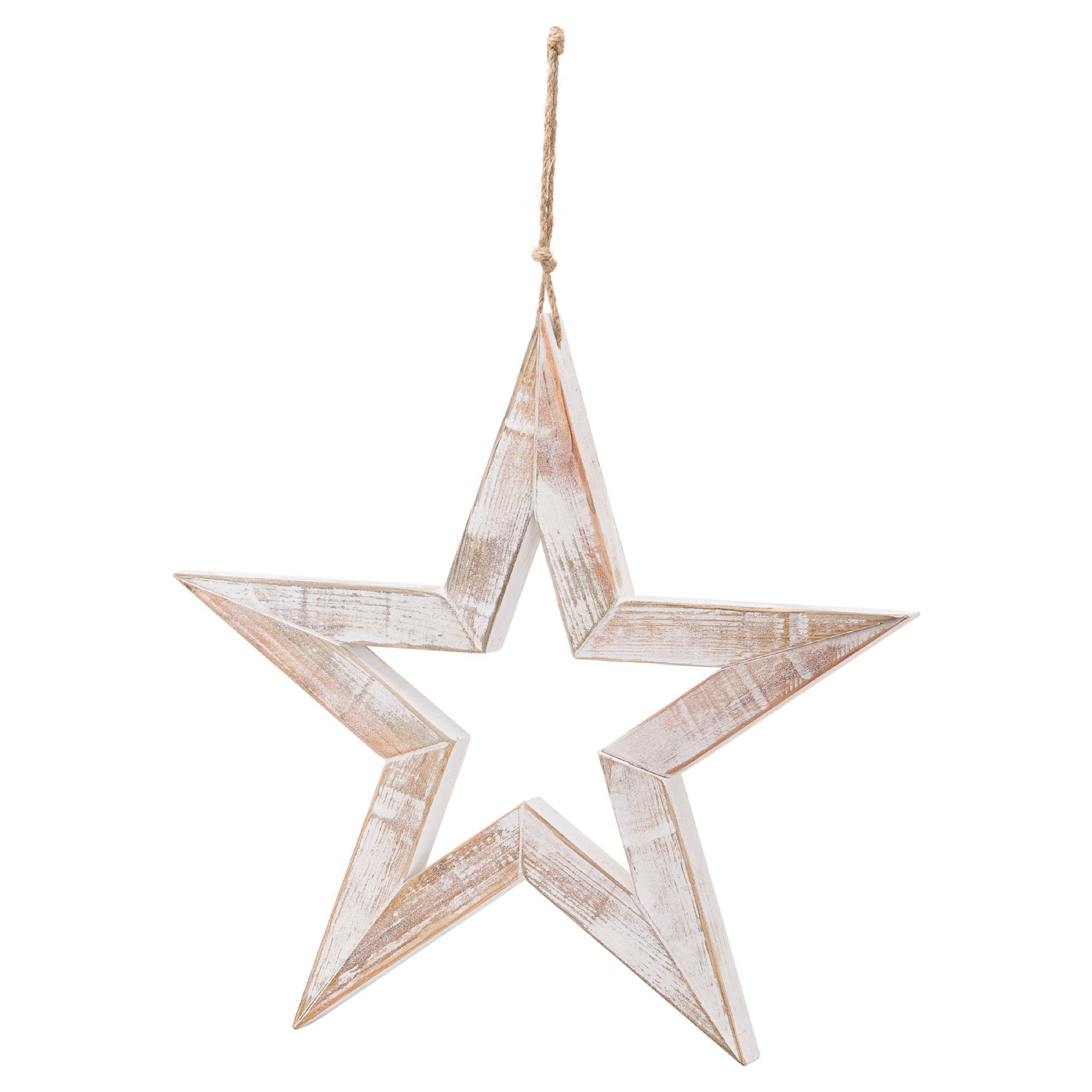 Large Antique White Wooden Sparkle Star