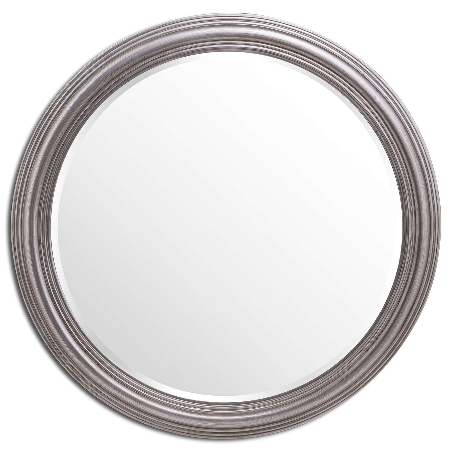 Large Circular Silver Rimmed Wall Mirror