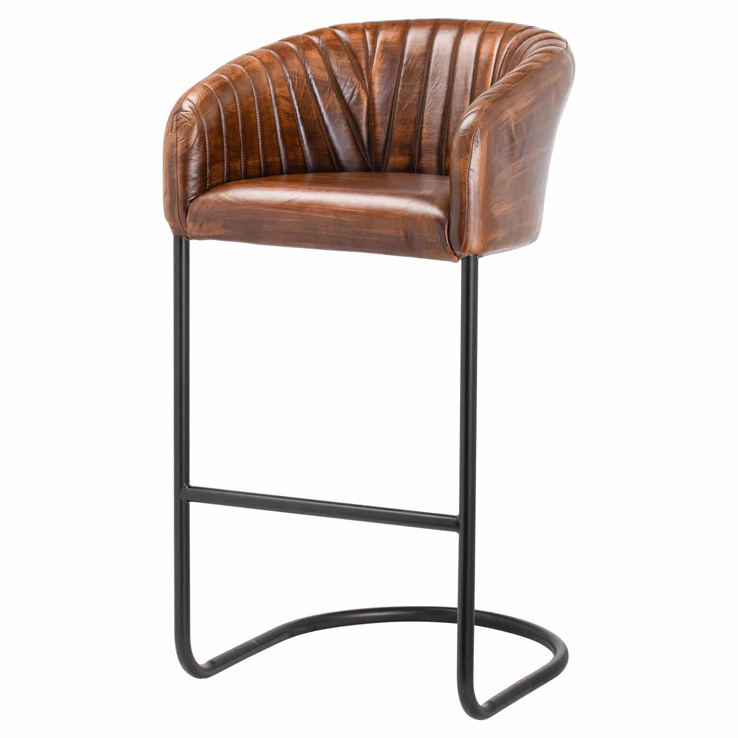 Billy Leather Ribbed Bar Chair