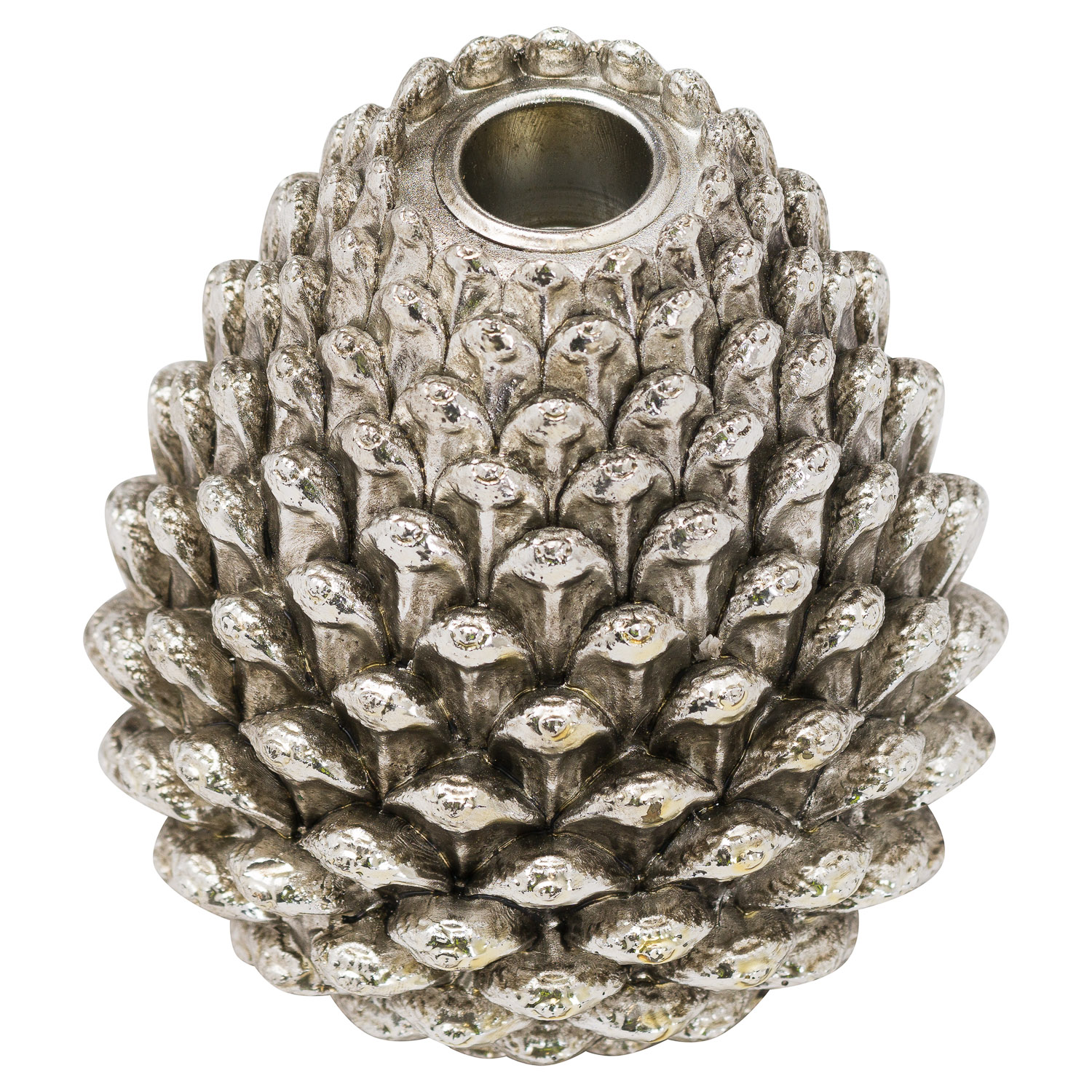 Large Silver Pinecone Candle Holder
