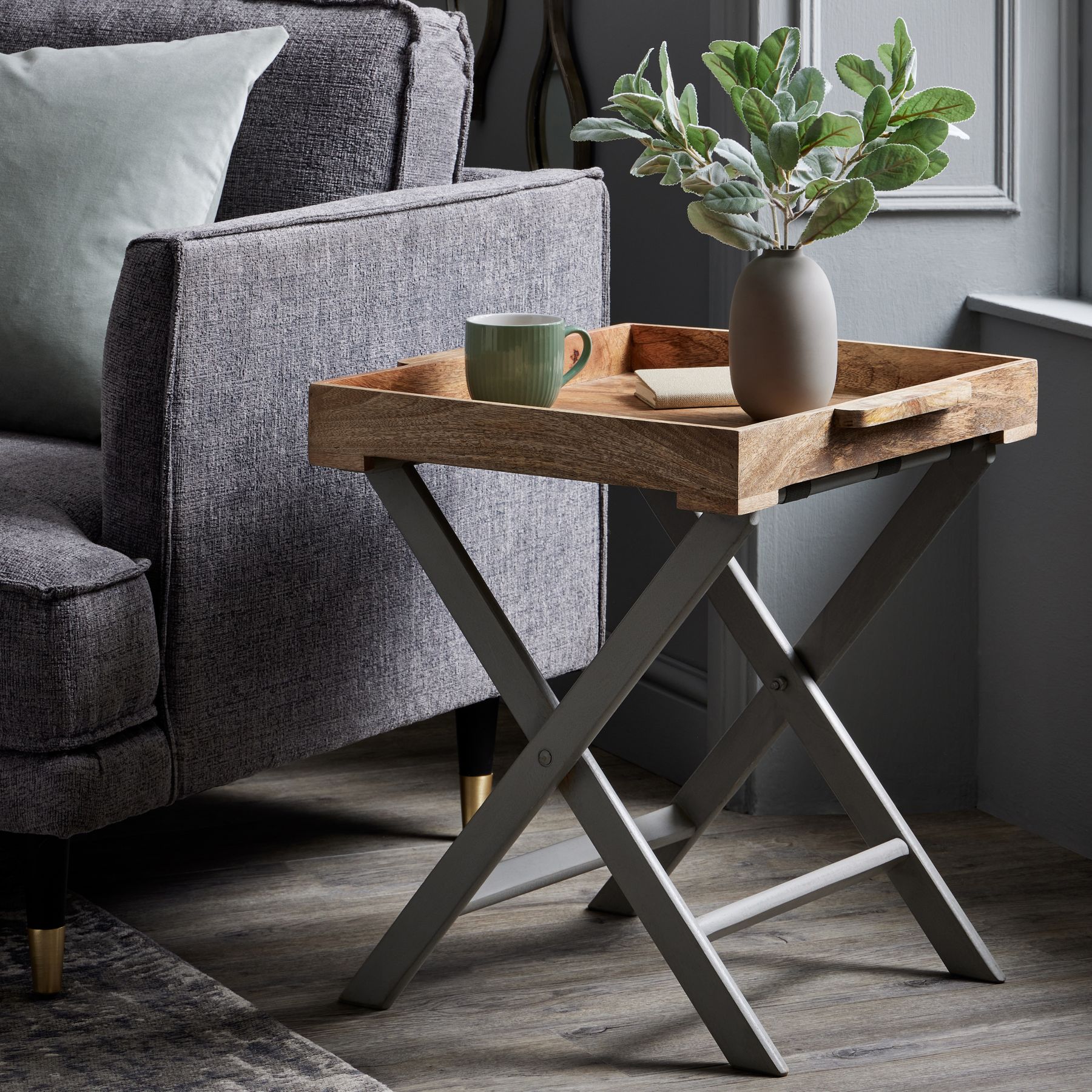 Nordic Grey Collection Large Butler Tray Table - Just Lovely Products