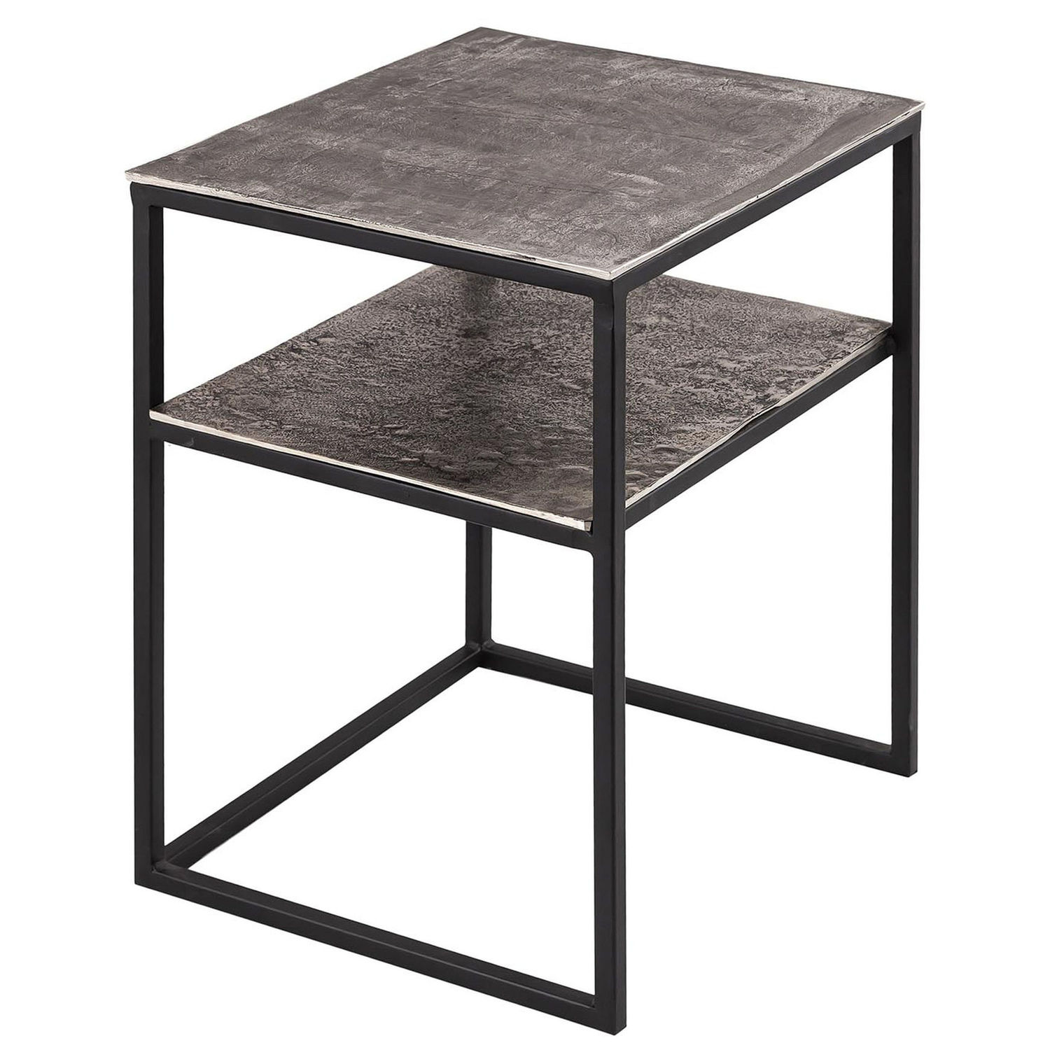 Cast silver Side Table with Shelf