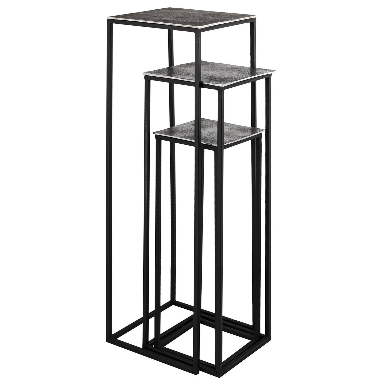 Cast silver set of Three large Display Tables