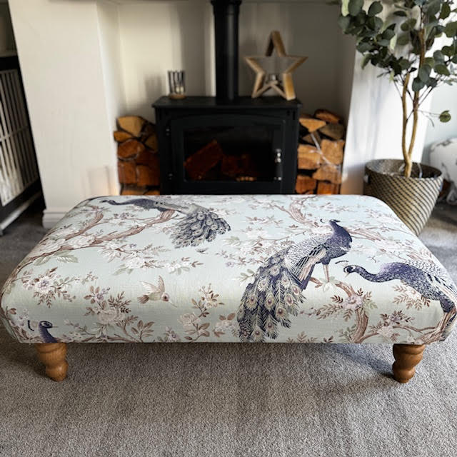 Large Laura Ashley Belvedere Duck Egg Footstool photo