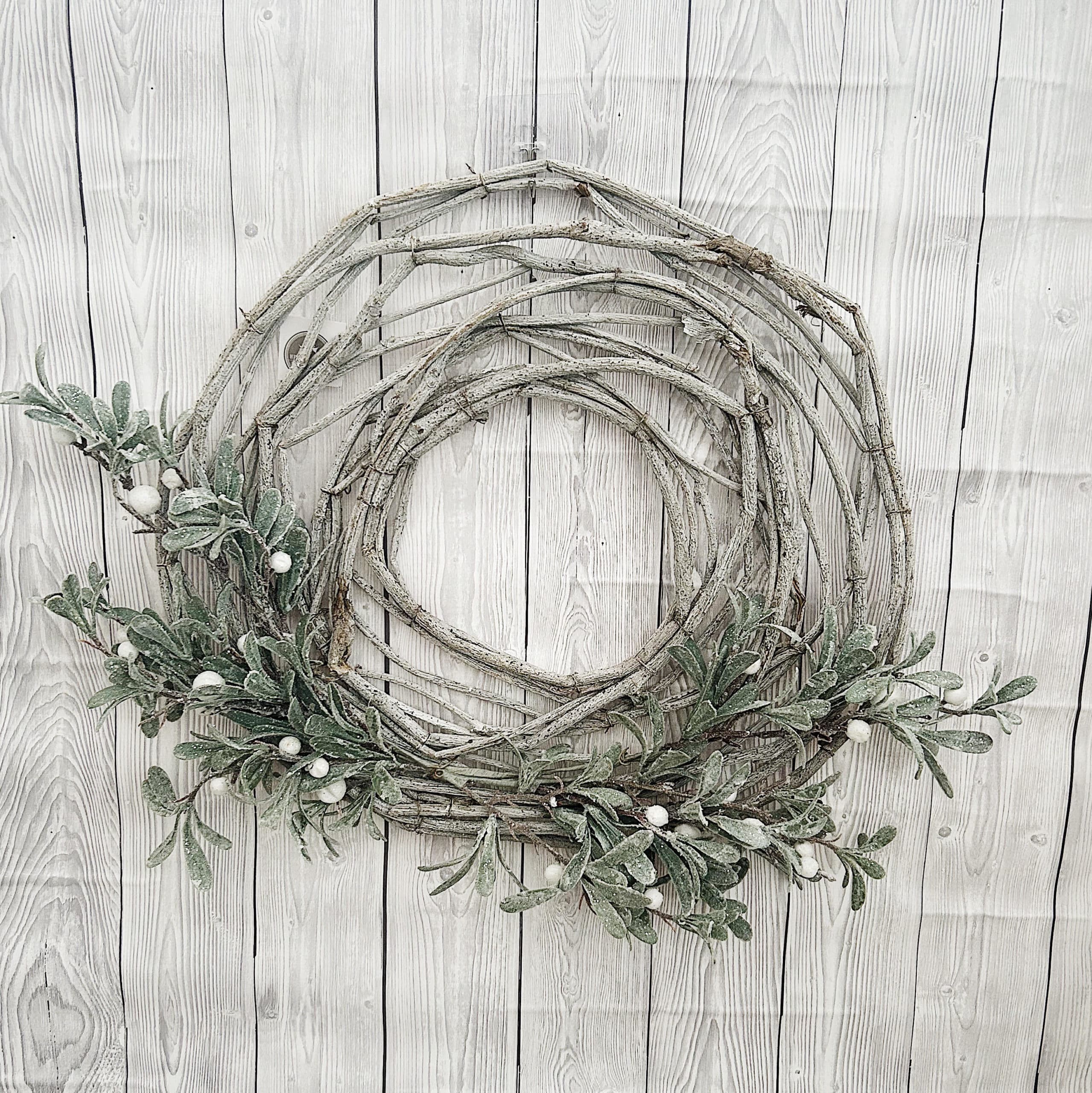 Eucalyptus and White Berry Half Wreath, 50cm