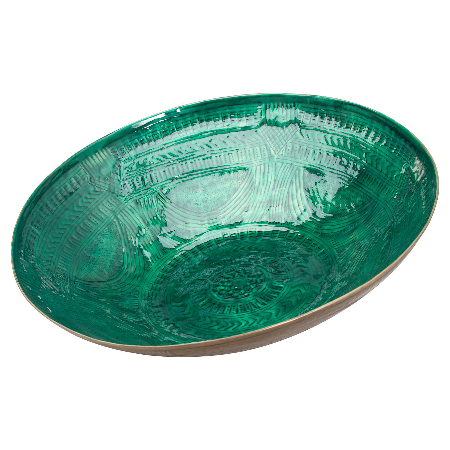 Aztec Collection Brass Embossed Ceramic Dipped Bowl