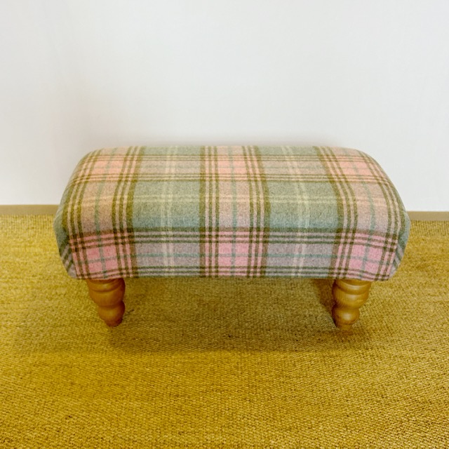 Unique Pink Tartan Footstool
